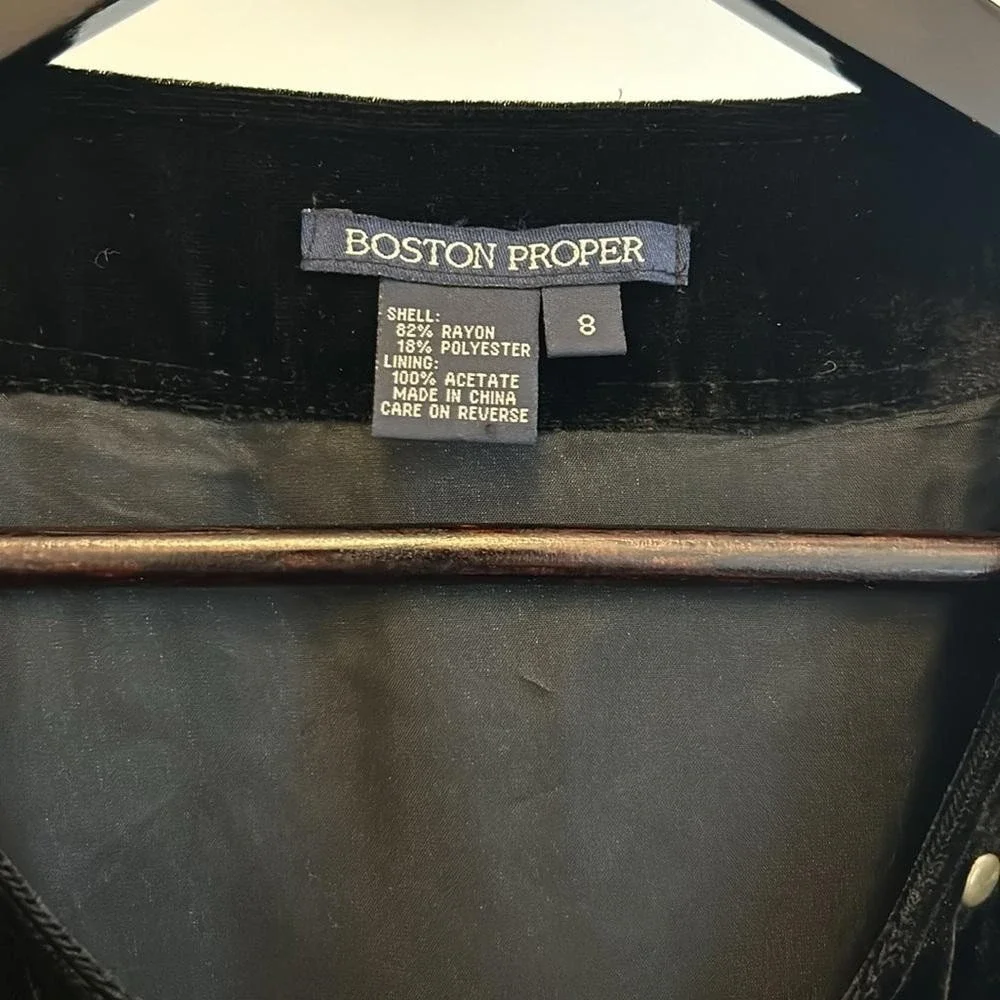 Boston Proper black velvet bolero jacket‎ brass studs